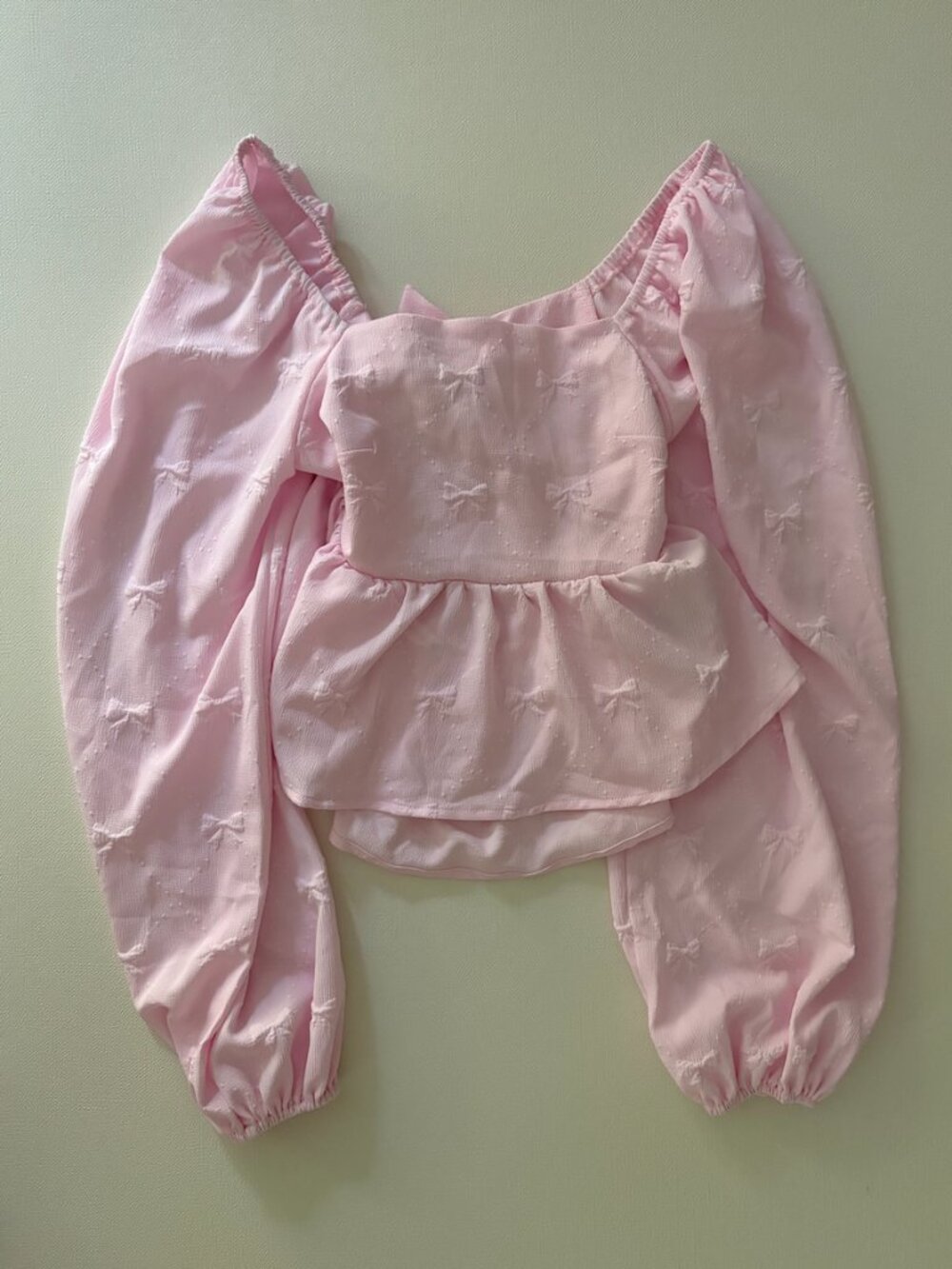 Altar’d State Aila Pink Bow Textured Babydoll Top XXS Sold Out